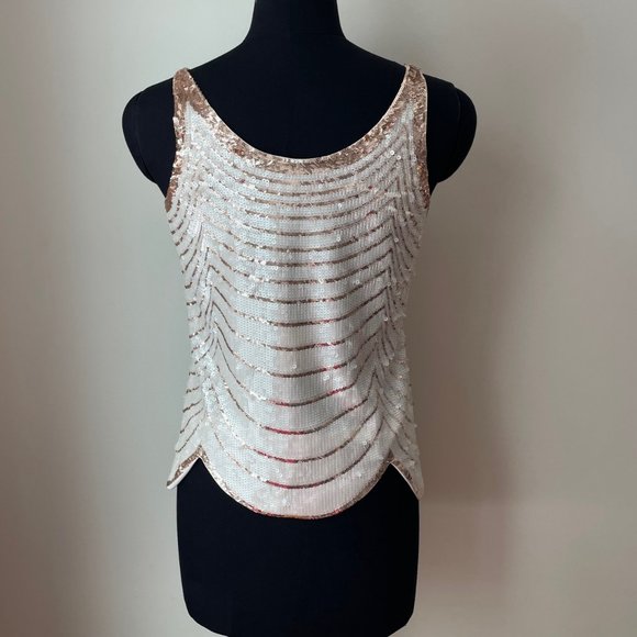 BCBG MaxAzria Pearl and Rose Gold Sequin Tank - Picture 3 of 13